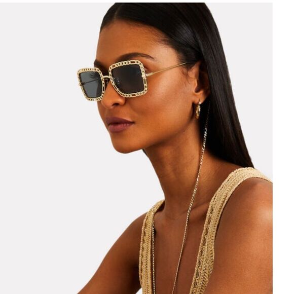 NWT GUCCI 54MM Rectangle Sunglasses Chain-Embellished Sunglasses main image 10